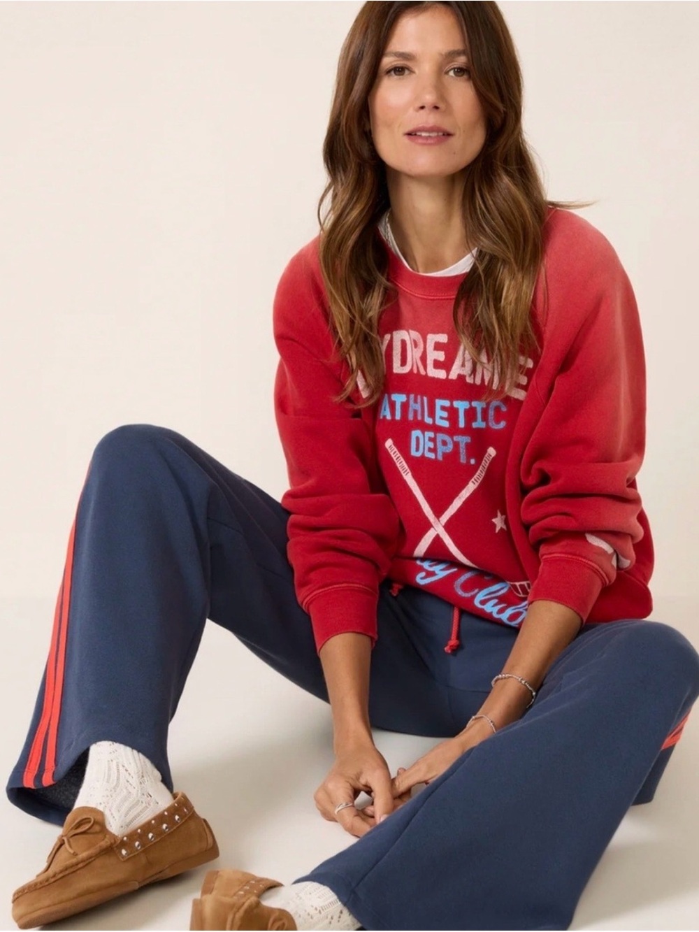 Daydreamer Red Graphic Pullover Sweatshirt